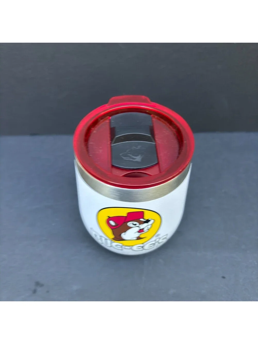 Buc-ee's Wine Travel Tumbler White with Red Lid 10oz Yukon Outfitters